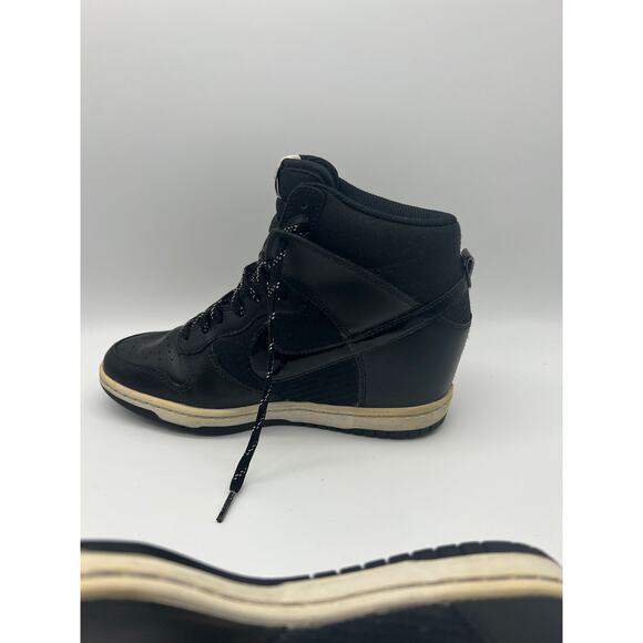 Nike Black Dunk Sky Hi Hidden Wedge Essential Leather Sneaker Size 8 - Picture 5 of 11